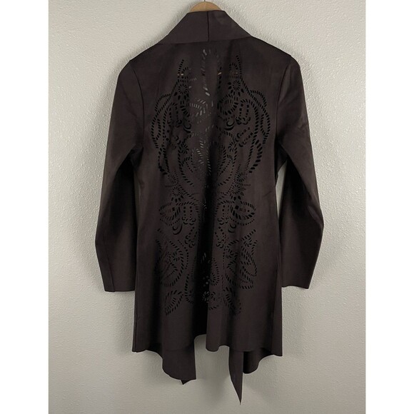 Soft Surroundings Womens M Brown Faux Suede Robin Lasercut Cowgirl Rodeo Open - Picture 6 of 7